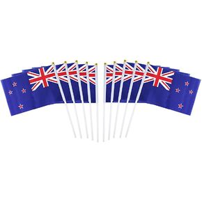 10 Pack New Zealand New Zealanders Flags on Stick 5x8 Inch,Patriotic Decorations,Classroom Decor,Small Mini Flags on Sticks,Flag Decorations for Party.