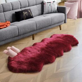 Soft Fluffy Faux Sheepskin Fur Area Rugs for Bedroom Living Room Luxury Rug Floor Mat Luxury Beside Carpet for Girls Kids Nursery Room Pet Carpet Home Decor Floor Mat 2ft x 3ft Purple