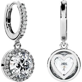 Moissanite Diamond Drop Earrings for Women Halo Solitaire S925 Rodium Vermeil Sterling Silver Dangle for Wife Girlfriend Mom Gifts for Her Daughter on Birthday Wedding Anniversary