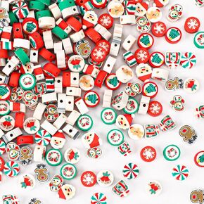 Augshy Patriotic Polymer Clay Beads, 300Pcs Red White Blue Beads 4th of July American Flag Spacer Beads for Bracelet Necklace Making Earrings Craft