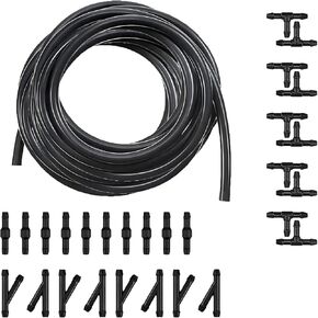 30 PCS Car Windshield Washer Hose Kit, 157.48" Rubber Washer Fluid Hose, Water Spray Nozzle Connector Tube Replacement Accessories, Suitable for Most Cars (Black)