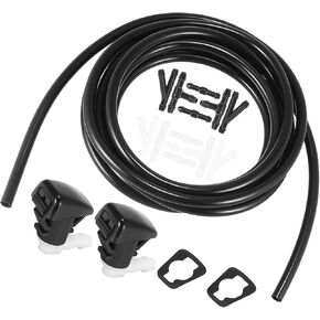 Motoforti Front Windshield Washer Hose Kit, for Dodge Durango 2011-2021, Plastic, with 3 Meter Washer Fluid Hose 12 Pcs Hose Connectors, Black, 15pcs