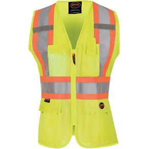 Pioneer Safety Vest for Women With Pockets - Hi-Vis Reflective Tape - For Construction - Pink