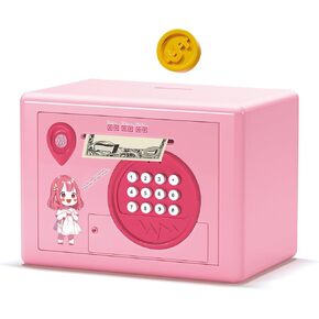 Piggy Bank for Kids,Electric Fingerprint Password Money Saving Box for Boys Girls, Cute Coin Bank Money Safe for Birthday Party (Gold)