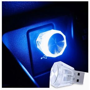 AUCELI USB Car LED Atmosphere Lights, 2PCS Auto Interior Roof Night Light, Portable Mini Decoration Lights, Romantic Ambient Lamp Plug and Play, Vehicle Accessories for Disco Party Birthday Home Room