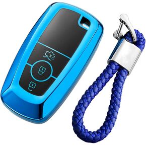 Soft Silicone Rubber Carbon Fiber Texture Case Key Fob Cover For Ford Bronco Escape Expedition Explorer F150 F250 F350 F450 F550 Fusion Maverick Mondeo Ranger Car Key - Black - Weave Keychain