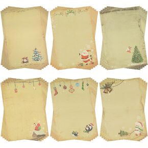 30 Pieces Stationery Writing Paper Winter Letterhead Christmas Stationery Paper Vintage Letter Writting Papers for Craft, Invitations, Map, 8.23 x 5.7 inches (30)