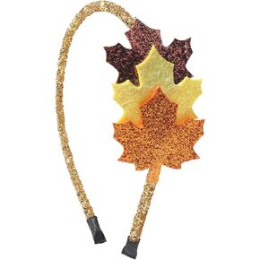 Fall Maple Leaf Headband Glitter Fall Leaves Hair Bands Thanksgiving Hair Accessories for Women Girls Autumn Harvest Festival Party Supplies Orange Yellow