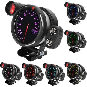 RPM Tacho Gauge,3.15in 80mm Car Tachometer RPM Gauge Meter 7 Color Highly Sensitive Automobile Instrument