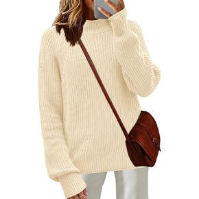 Zeagoo Women's 2024 Fall Turtleneck Sweaters Trendy Loose Long Sleeve Knit Pullover Jumper Tops
