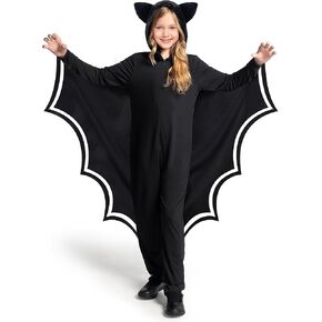 Spooktacular Creations Halloween Kid Bat Costume Glow in the Dark, Bat Wings Costume, Black Bat Jumpsuit for Boy, Girls