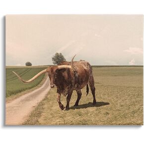 Stupell Industries Longhorn Cattle Grazing Scenic Countryside Landscape Floating Framed Wall Art, Design By Marcus Prime