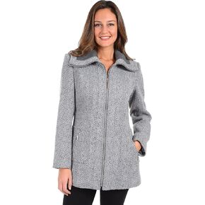 Fleet Street Ltd. Women's Full Zip Front Wool Blend Tweed Jacket