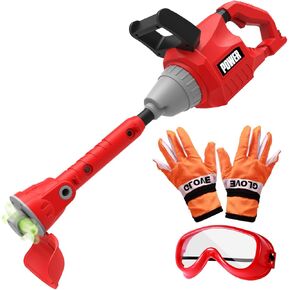 Power Tools Weed Trimmer, Construction Tools with Lights and Sounds, Kids Play House Toys with Goggles and Gloves Puzzle Gift Toddler Tools and Gardening Set