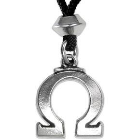 Pewter Greek Symbol Omega Pendant Necklace