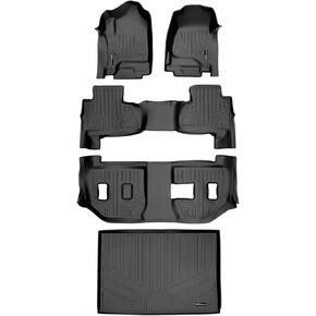 MAXLINER Floor Mats 3 Rows and Cargo Liner Behind 3rd Row Set Compatible with 2015-2020 Suburban/Yukon XL (with 2nd Row Bench Seat)