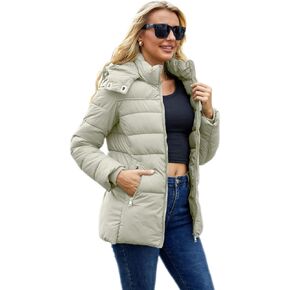 Puffer Jacket Womens Winter Coat with Hood Warm Lightweight Thickened Packable Down Jacket