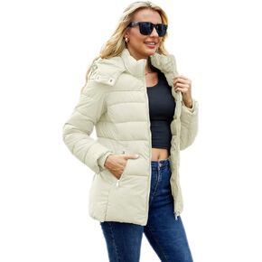 Puffer Jacket Womens Winter Coat with Hood Warm Lightweight Thickened Packable Down Jacket