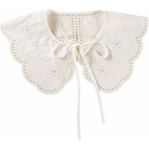 canjoyn Embroidery Collar Shawls Detachable Faux Collar Lace Neckline Collar Fake Collar Short Poncho Capelet for Womens