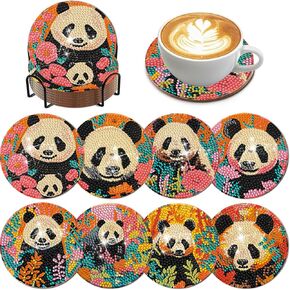 EWJRNSF 8 PCS Diamond Art Coasters Kit, Small Diamond Painting Coasters, Fall Butterfly Diamond Art Kits for Adults Beginners, Arts and Crafts Supplies Item Sets with Holder