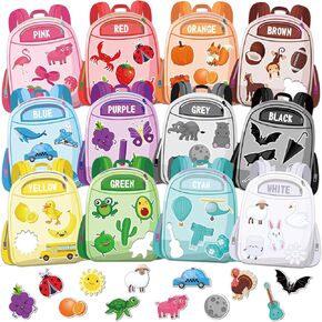 12 Pieces Magnetic Color Sorting Set Educational Magnet Color Kindergarten Toddlers 1-3 Recognition Color Shape Matching Fridge Magnets Preschool Learning Activity Magnet for Kids Clssroom Whiteboard