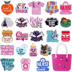 22 Pcs Nurse Charm for Beach Bag Cute Medical Nurse Decoration Charms for Handbag Bling Plastic Handbag Accessories Nursing Charm Gifts for Women Adults