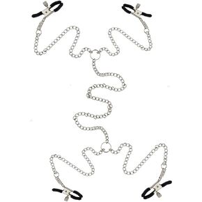 Nipple Rings Body Chain Necklace for Women Adjustable Non Piercing Belly Pressure Clamps Stainless Steel Chain Clips Fake Body Piercing Jewelry Rave Accessories