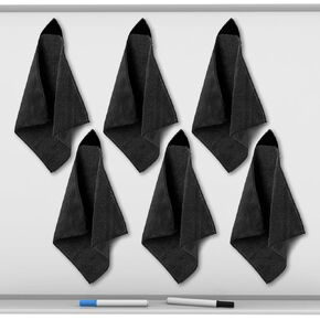 6 Pack Magnetic Cleaning Cloth Dry Erase Eraser for White Boards Whiteboard Cleaning Cloth for Dry Erase Board Reusable for Classroom Home Office (Black,10x10 Inch）
