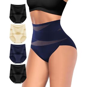 Women's Tummy Control Underwear High Waisted Panties Stretch Full Coverage Postpartum Briefs 4 Pack