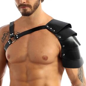 Men Medieval Leather Shoulder Armor Halloween Cosplay Knight Body Chest Harness Adjustable Viking Shoulder Pad
