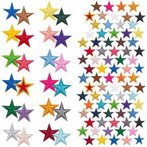 102 PCS Star Iron On Patches, 34 Colors Mini 5 Star Embroidered Patches Star Sew on Patches Decorative Patches Appliques Embellishments for DIY Craft, Clothing, Backpack, Hat and Jacket