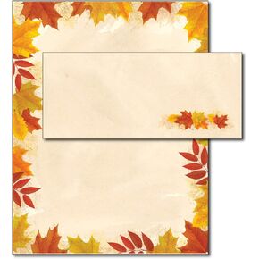 Autumn Leaves Border Fall Paper & Envelopes - 40 Sets