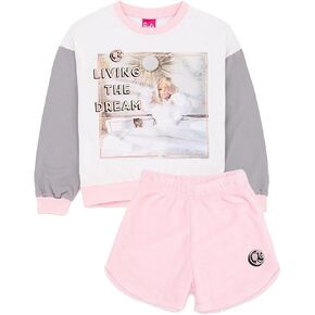 Barbie Pyjamas for Girls Cotton Top and Fleece Bottom Pink Pj Set