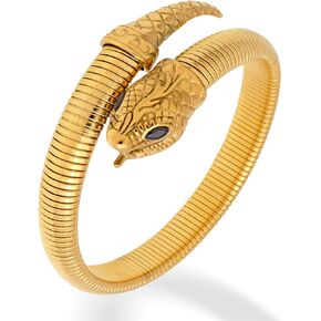 Snake Bangle Open Cuff Bracelets for Woman, Cubic Zirconia Stretch Bracelet Jewelry
