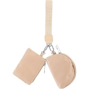 Mini Zip Around Keychain Wallet Wristlet Wallet Dual Pouch Coin Purse Detachable Wrist Wallet for Women Travel Sports