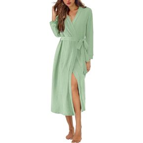 Ekouaer Waffle Robes for Women Long Knit Bathrobe Lightweight Kimono Spa Robe Soft Loungewear with Pockets S-XXL