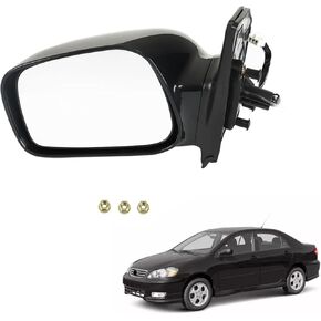 munirater Black Driver Side Mirror Power Paintable Replacement for 2003-2008 Corolla TO1320178