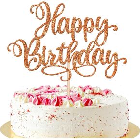 1 قطعة كعكة عيد ميلاد سعيد توبر بريق كعكة عيد ميلاد سعيد اختيار للاحتفال بعيد ميلاد سعيد الذكرى السنوية لوازم تزيين الكيك باللون الذهبي الوردي