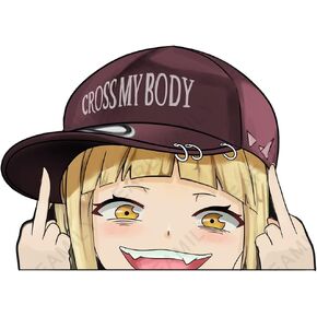 EARLFAMILY 5.1'' Cartoon Car Sticker for Yellow Hair Funny Moves Hero Girl Anime Peeker Hentai Chibi Peek Anime Vinyl Stickers JDM Window Trunk Bumper Decal