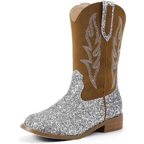 Hehainom Girls Cowgirl Boots for Toddler Cowgirl Booties Little Big Kids Western Mid Calf Riding Shoes Boys Cowboy Boots in Kuwait