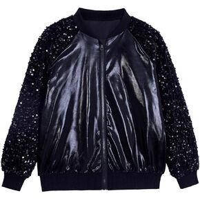 Boys Sequin Jackets Trendy Sparkle Sleeve Bomber Varsity for Kids Glitter Birthday Jacket Coat Shiny Boy Clothes