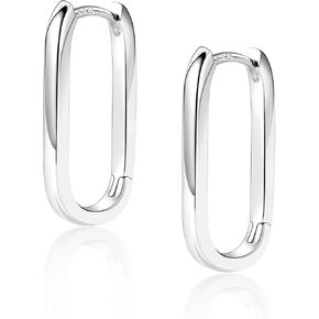 925 Sterling Silver Hoop Earrings for Women Trendy Small Square Hypoallergenic 14K Gold Plated Hoop Earrings Geometric Minimalist Rectangle Hoops Earrings