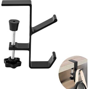 Clamp-On Desk Mount Bag Holder Hook Students' Desk Hook Women's Purse Hook with Adjustable Arm Clamp Backpack Handbag Headphones Holder Portable for Tables Heavy Duty Handbag Hanger Organizer