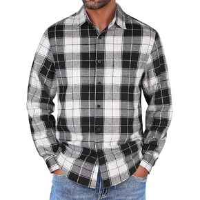 COOFANDY Mens Flannel Shirts Long Sleeve Button Down Shirt with Pocket Casual Shirts Work Shirts for Men