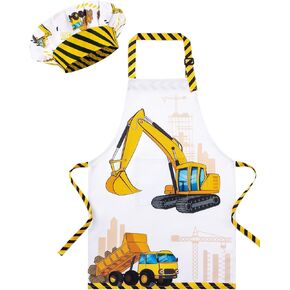 WERNNSAI Kids Aprons Chef Hat Set Boys Girls Art Aprons Set Child Painting Art Smock Cooking Gardening Painting Smock