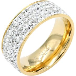 Lavencious Stainless Steel 8mm Wedding Band for Men and Women Sizes 8-13 Gold and Silver Cubic Zirconia