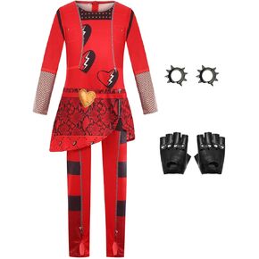 Red Costume Kids Halloween Cosplay Girls Birthday Party Movie Princess Role Play Red Jumpsuits Outfit Dress Up