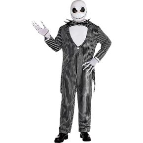 Amscan Jack Skellington Halloween Costume for Adults, Disney, Includes Jacket, Pants, Mask and More