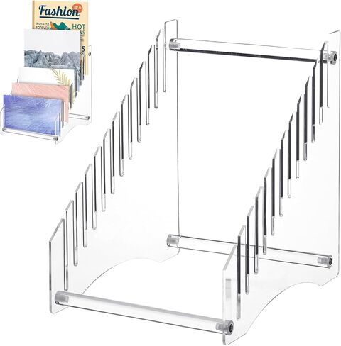 Acrylic File Holder File Organizer Vinyl Record Storage Stand Record Holder 12 Albums, Files, or Magazines, Detachable Clear Magazine Holder, File Folder Organizer, Letter Envelopes Holder in Saudi Arabia
