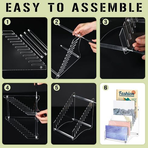 Acrylic File Holder File Organizer Vinyl Record Storage Stand Record Holder 12 Albums, Files, or Magazines, Detachable Clear Magazine Holder, File Folder Organizer, Letter Envelopes Holder in Saudi Arabia